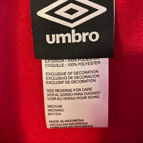 Umbro Men’s Red Medium Zip Up Blouson Jacket - Picture 3 of 6